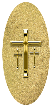 DG5000-517-GD-SH-GD Gold 3 Crosses Shimmer Gold